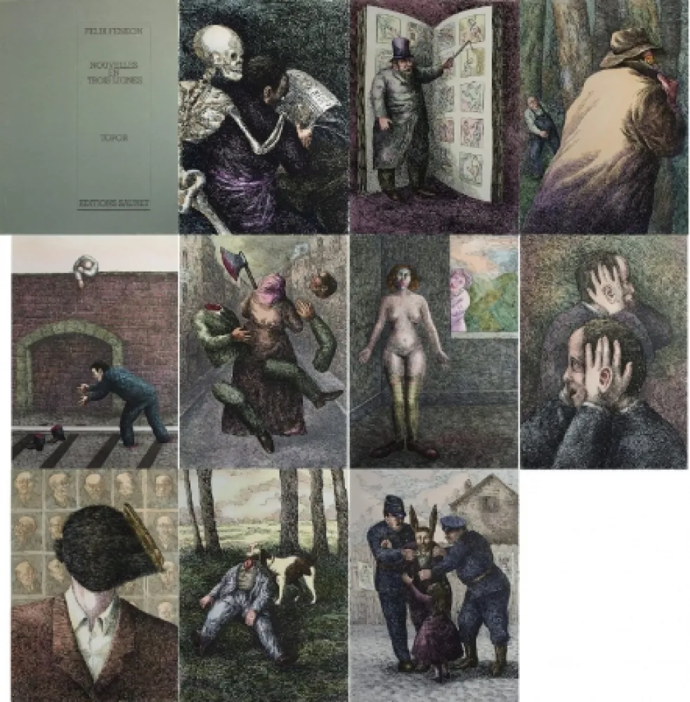 Lithograph Topor - Nouvelles en 3 lignes