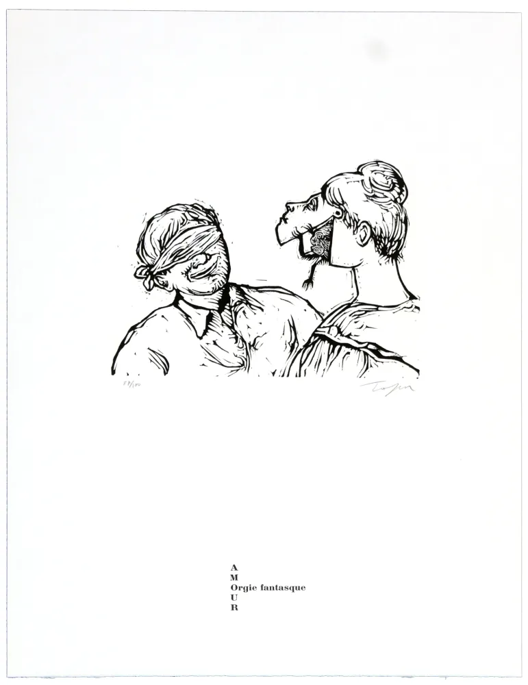 Lithograph Topor - Orgie fantasque 