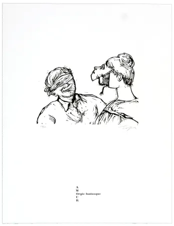 Lithograph Topor - Orgie fantasque 