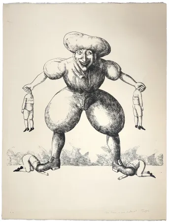 Lithograph Topor - Panique