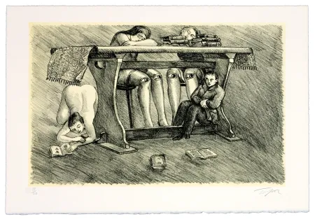 Lithograph Topor - Position Critique
