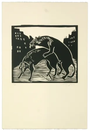 Linocut Topor - Que fait la police ?