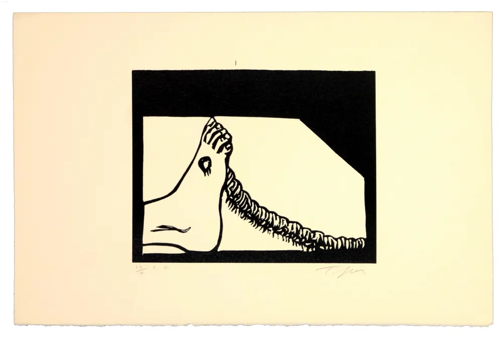 Linocut Topor - Ver à pied 