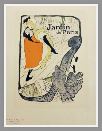 Lithograph Toulouse-Lautrec - JANE AVRIL - JARDIN DE PARIS - TOULOUSE LAUTREC