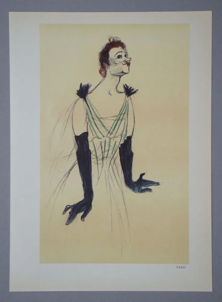 Rotogravure Toulouse-Lautrec - Yvette Guilbert -Maquette d'une affiche