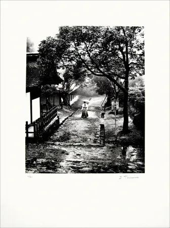 Lithograph Tourenne - Promenade dans la brume - Japon