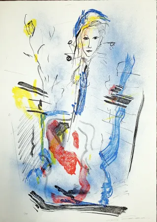 Lithograph Treccani - Donna e violino