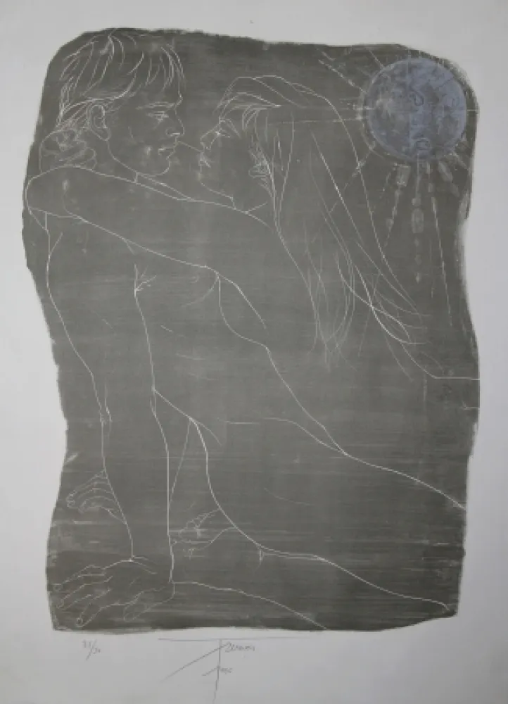 Lithograph Trémois - COUPLE ENLACE / INTERTWINED COUPLE - Lithographie Original / Original Lithograph