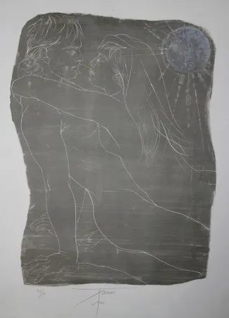 Lithograph Trémois - COUPLE ENLACE / INTERTWINED COUPLE - Lithographie Original / Original Lithograph