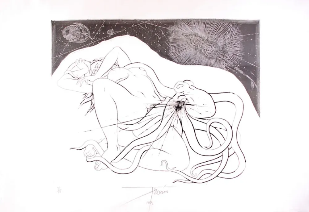 Engraving Trémois - Hommage à Hokusai