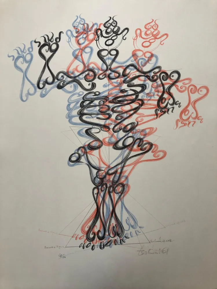 Lithograph Tschumi - Barocke Figur