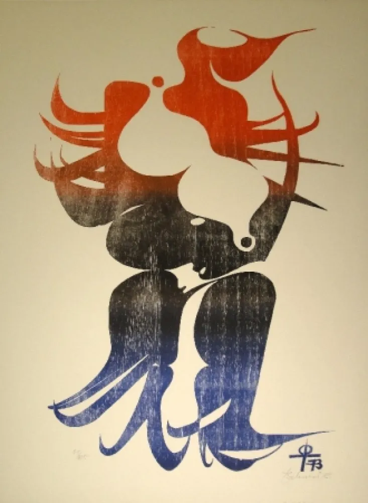 Lithograph Tschumi - Federfrau