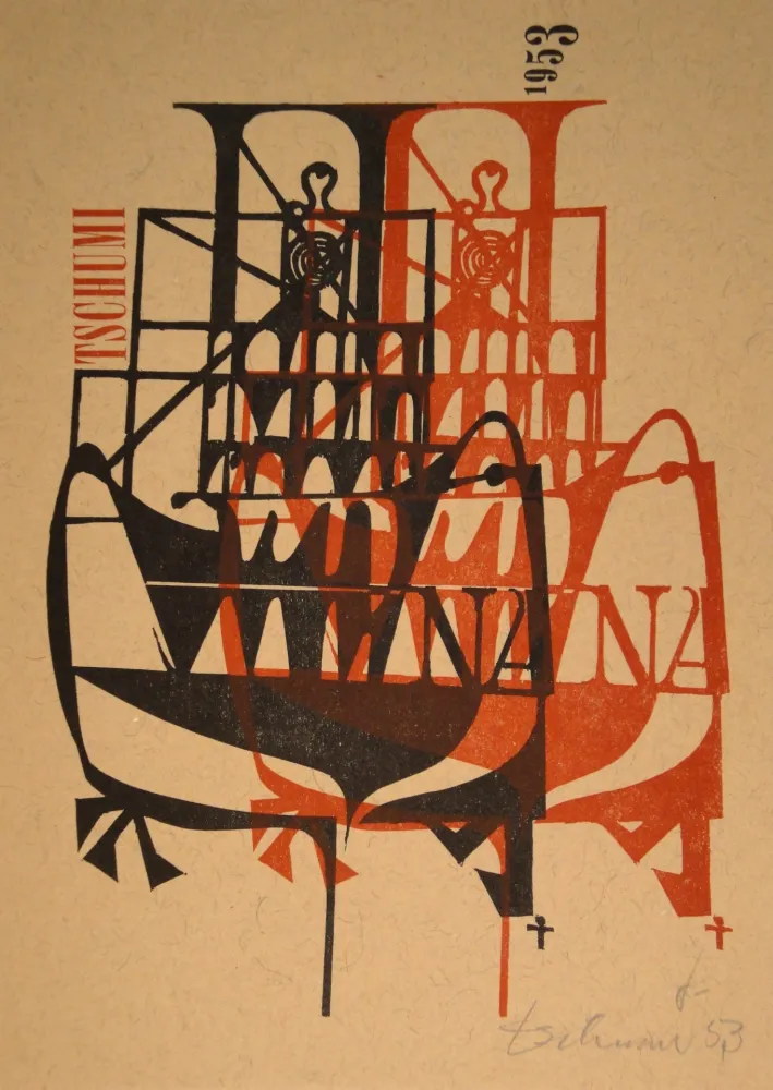 Woodcut Tschumi - Mississippisteamboats