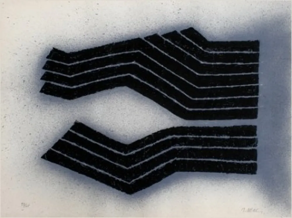 Lithograph Ubac - Deux labours empreinte ardoise