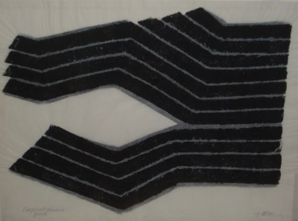 Lithograph Ubac - Deux labours empreinte ardoise