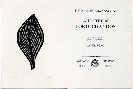 Illustrated Book Ubac - La lettre de Lord Chandos