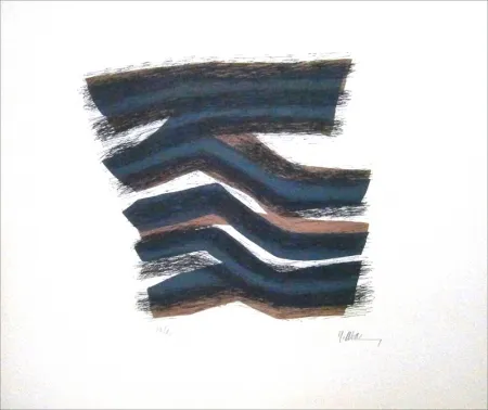 Lithograph Ubac - Rythme rose et gris endormi