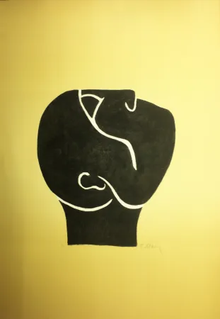 Lithograph Ubac - TÊTE LEVÉE . Lithograpie originale signée au crayon (1982).