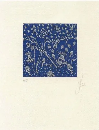 Lithograph Ucles - Treballar de nit