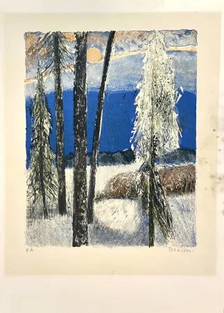 Lithograph Unknown - Paysage