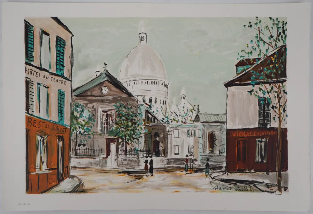 Lithograph Utrillo - Eglise Saint-Pierre, Place du Tertre à Montmartre