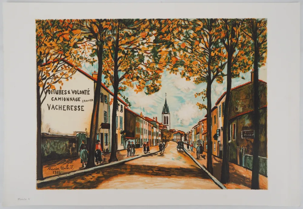 Lithograph Utrillo - La Vacheresse, route National à Anse (Rhône)