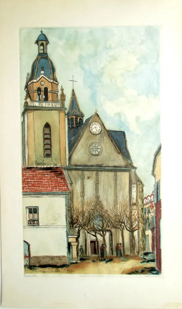 Aquatint Utrillo - L'Eglise de Limours