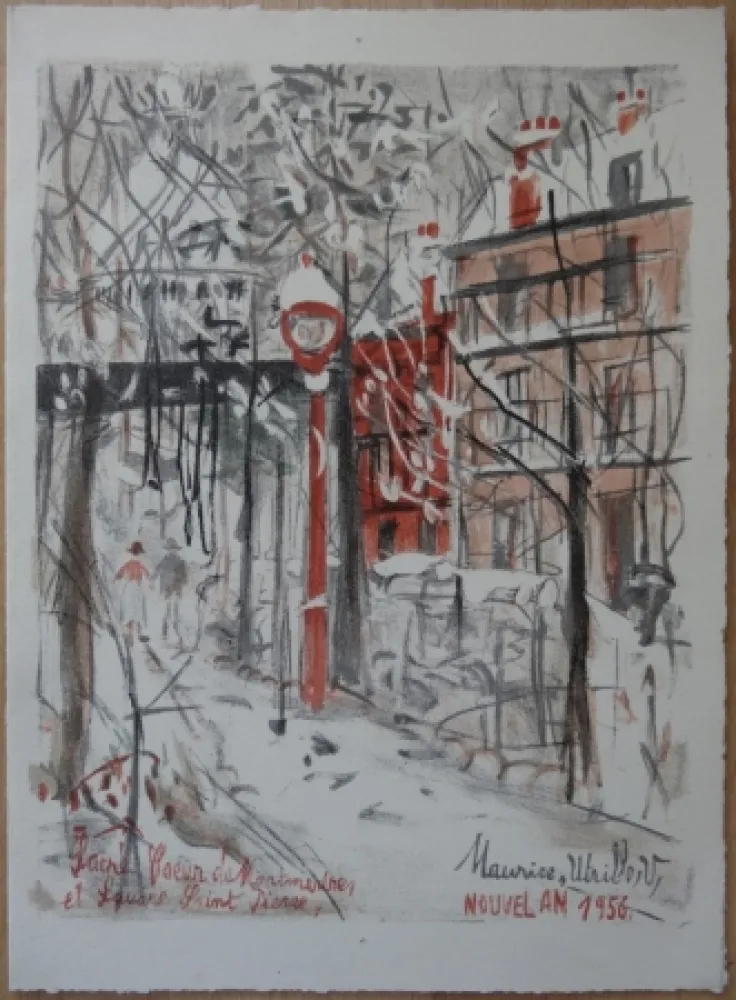 Lithograph Utrillo - Montmartre sous le neige