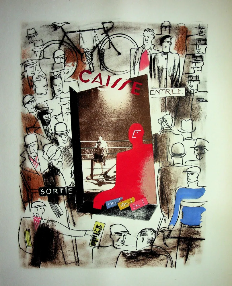 Lithograph Uzelac - Au stade, le spectacle du sport