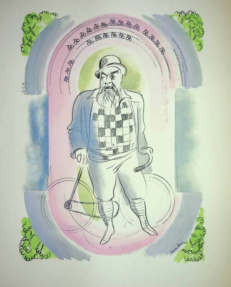 Lithograph Uzelac - Gentleman à Vélo