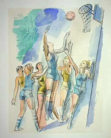 Lithograph Uzelac - Le basket