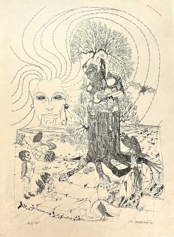 Lithograph Vacherot - L'Arbre de Vie