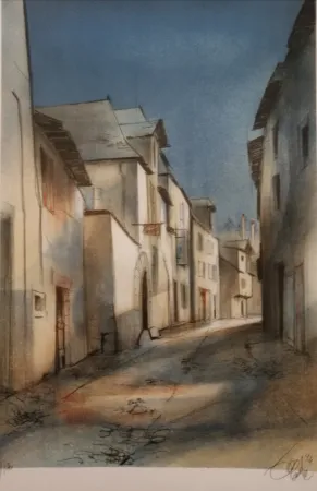 Lithograph Valadie - Brive - rue basse - Limousin