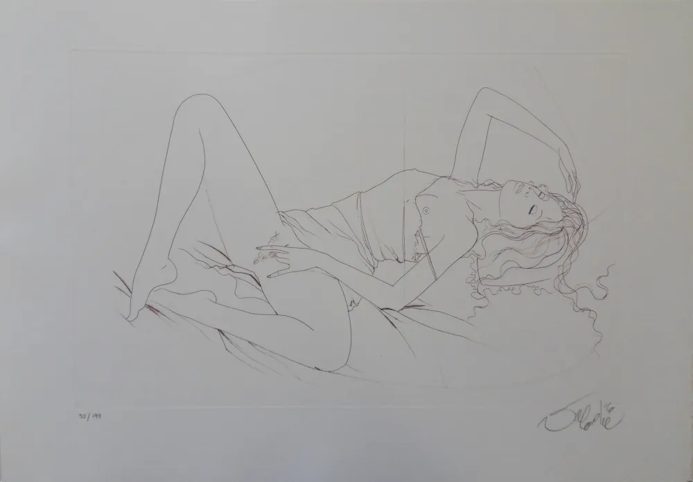 Etching Valadie - Langoureuse sieste