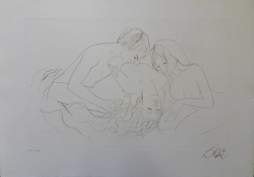 Etching Valadie - Les trois amants