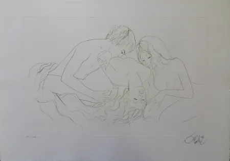 Etching Valadie - Les trois amants