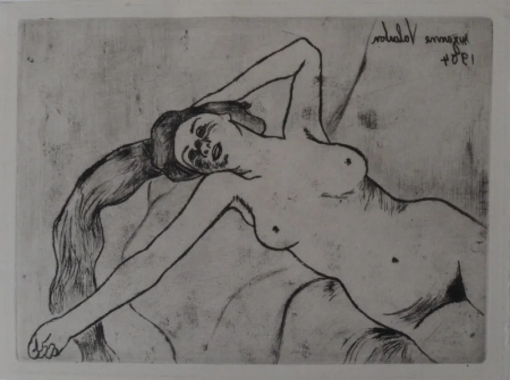 Etching Valadon - Ketty s'étirant
