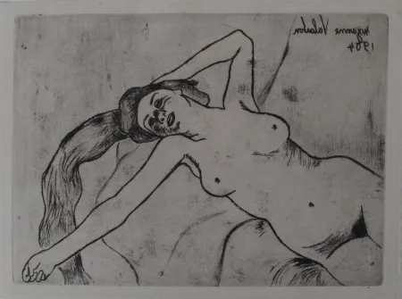 Etching Valadon - Ketty s'étirant
