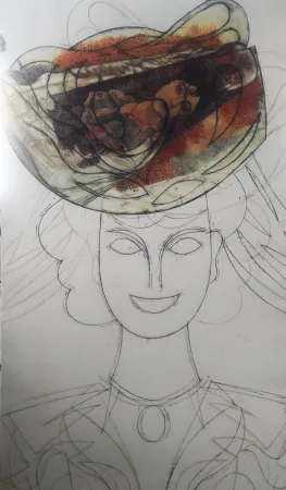 Etching And Aquatint Valdés - Cabeza con sombrero III