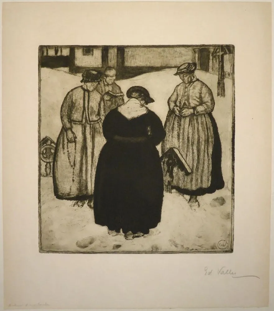 Etching And Aquatint Vallet - Autour d'une tombe