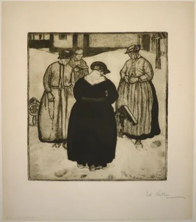 Etching And Aquatint Vallet - Autour d'une tombe