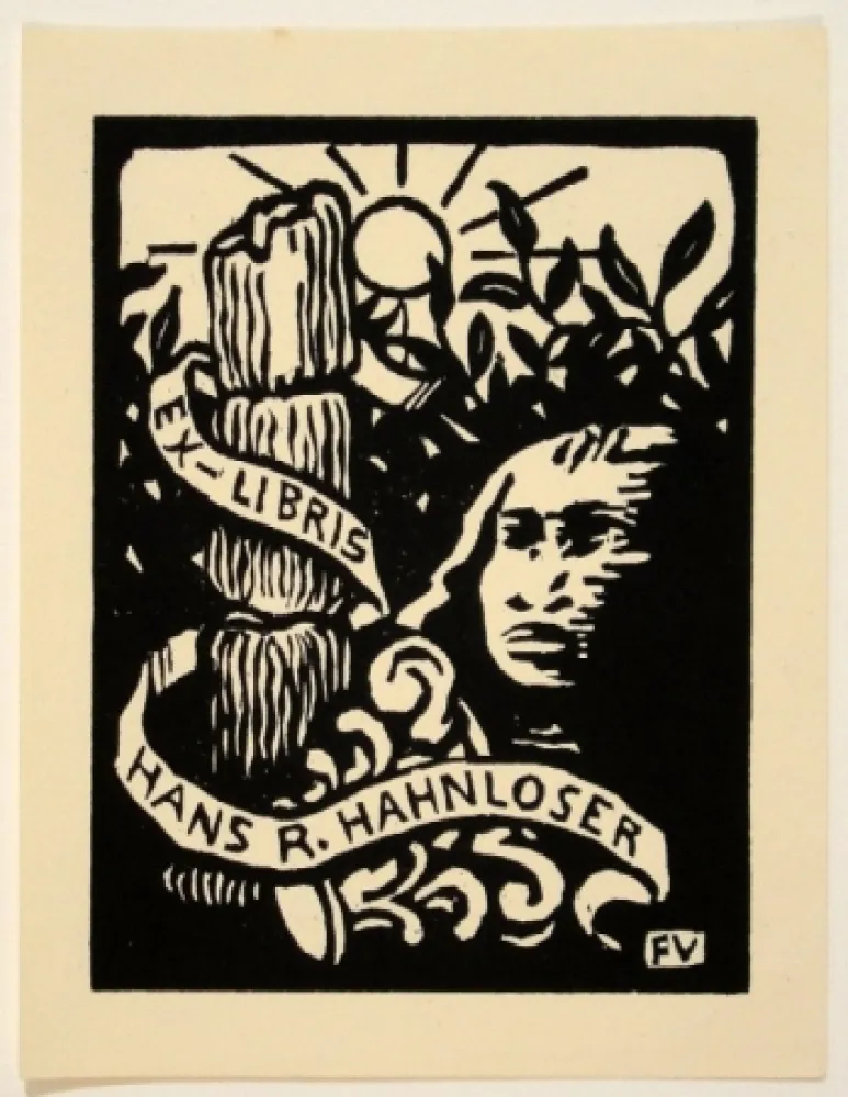 Woodcut Vallotton - Ex-Libris Hans R. Hahnloser