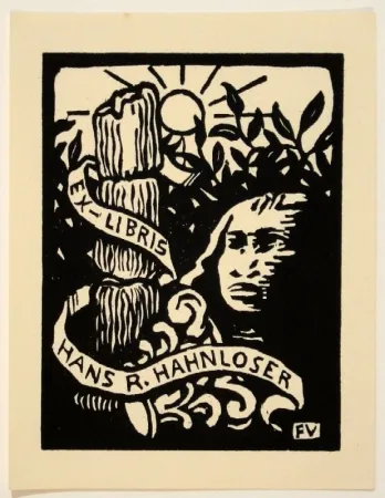 Woodcut Vallotton - Ex-Libris Hans R. Hahnloser