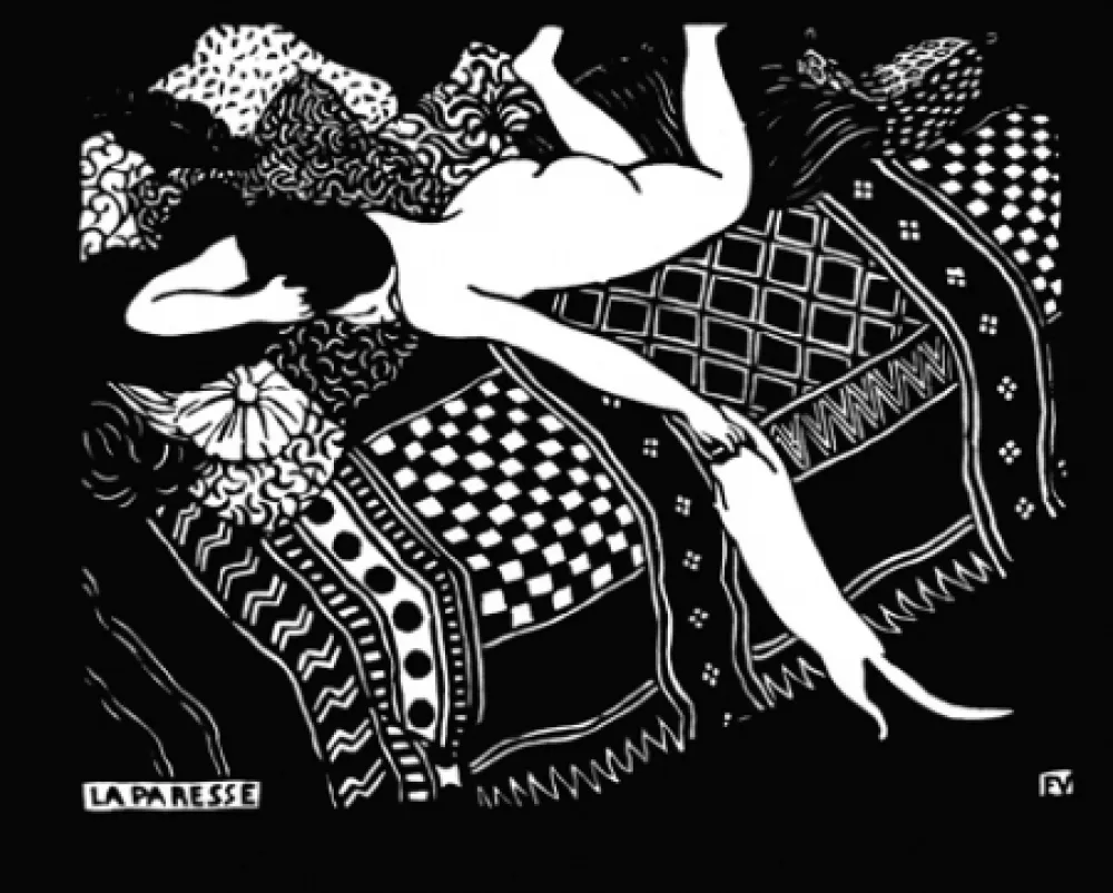 Woodcut Vallotton - La paresse