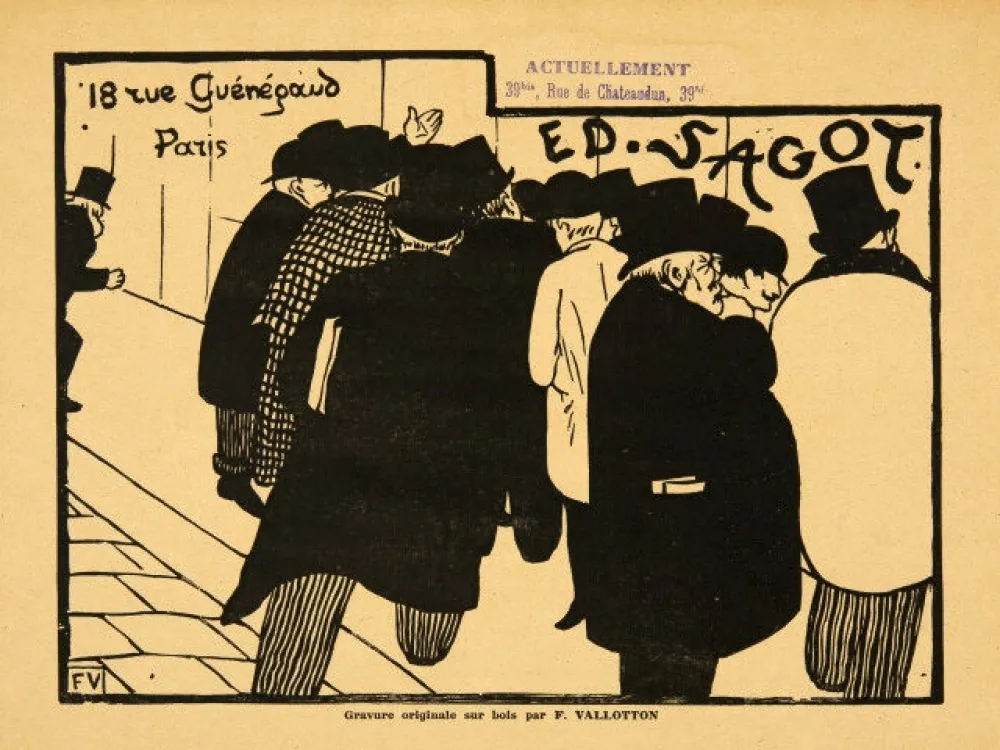 Woodcut Vallotton - Les amateurs d'estampes