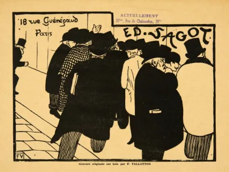 Woodcut Vallotton - Les amateurs d'estampes