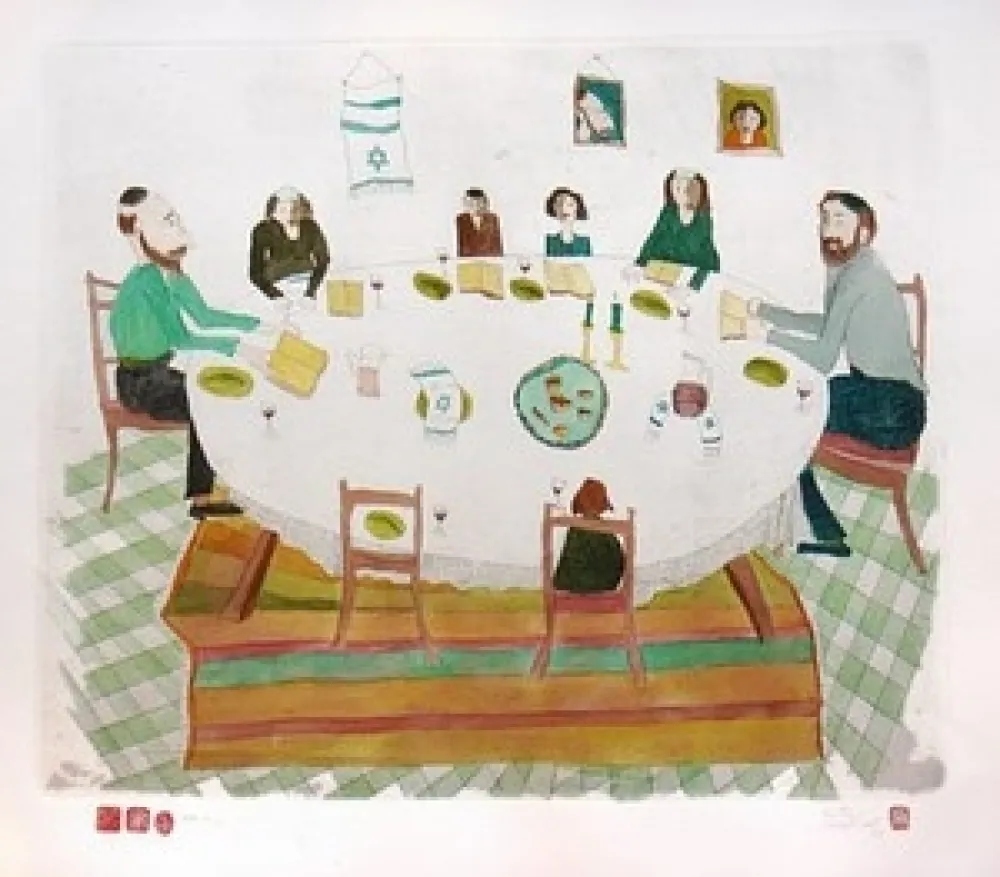 Etching Van Der Westhuizen - Passover meal