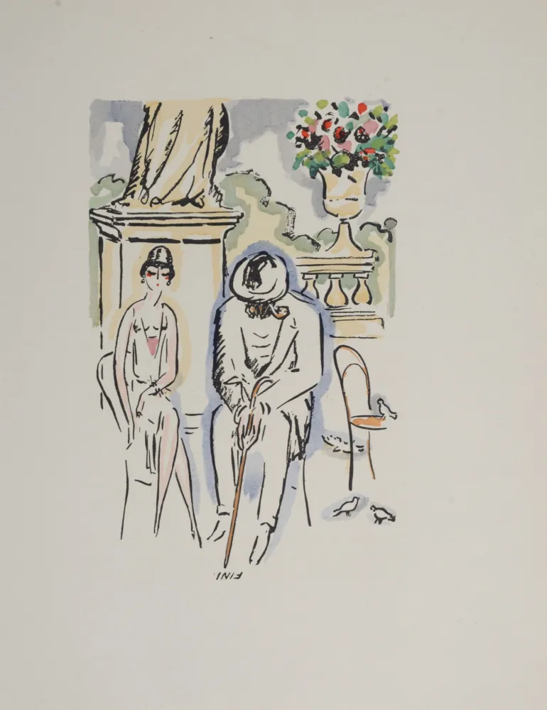 Pochoir Van Dongen - Couple in Park