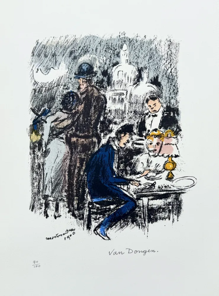 Lithograph Van Dongen -  Diner a Montmartre