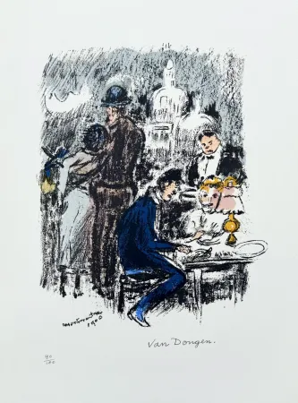 Lithograph Van Dongen -  Diner a Montmartre